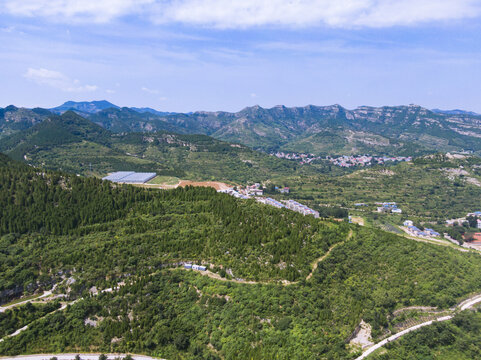 山东济南南部山区山脉航拍