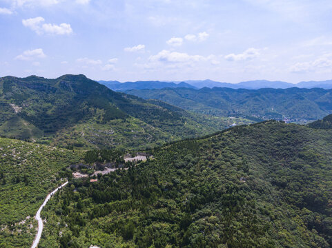 山东济南南部山区山脉航拍