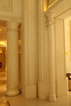 酒店大厅装饰圆柱罗马柱石材工艺