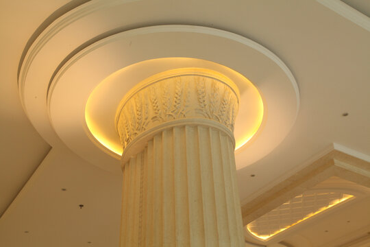 酒店客厅石材罗马柱装饰圆柱