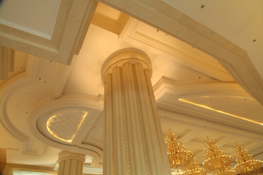 酒店客厅石材罗马柱装饰圆柱