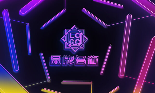 紫色炫彩立体字LOGO样机