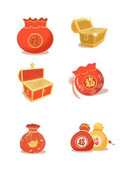 新年过年节日喜庆福袋红包宝箱