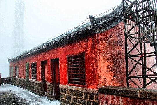 泰山极顶雪景玉皇顶