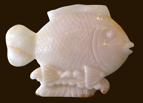 动物雕刻玉石鲤鱼工艺品摆件
