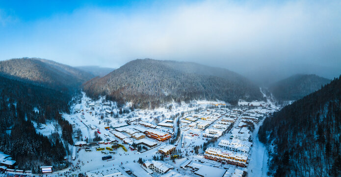 黑龙江牡丹江雪乡全景航拍