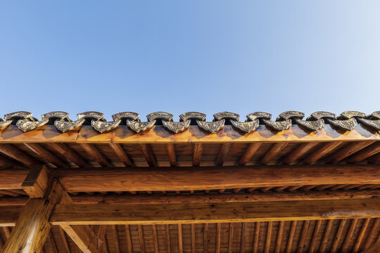 中式建筑亭子屋顶瓦片
