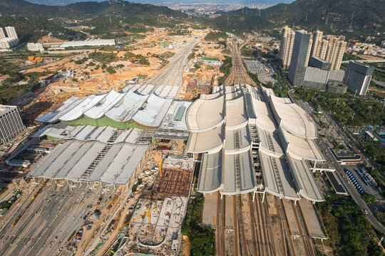 航拍厦门北站建筑风光