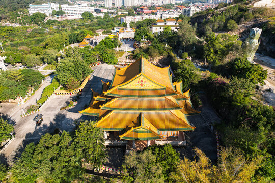 厦门航拍梅山寺建筑景观