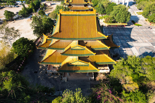 厦门航拍梅山寺建筑景观