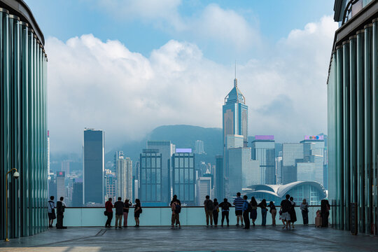 香港岛湾仔区商业大厦建筑风景