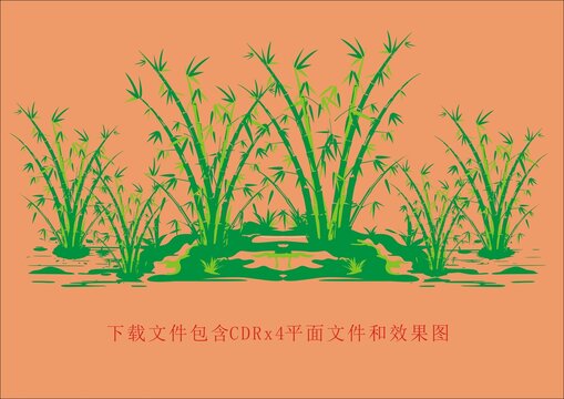 矢量抽象竹子底纹线条绿色植物