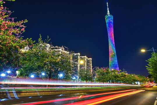 广州城市夜景建筑风光