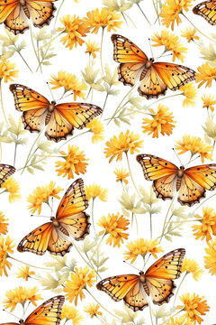 花卉蝴蝶印花图案