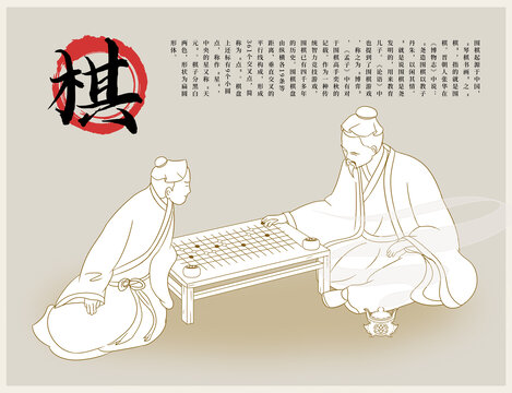 中国围棋白描