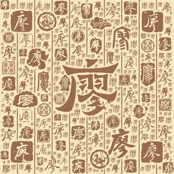 廖字书法文字背景底纹