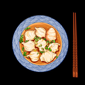 手绘饺子插图