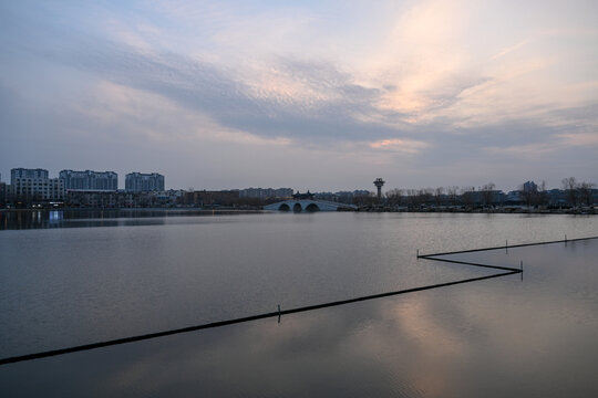 中国开封包公湖开封府建筑风景