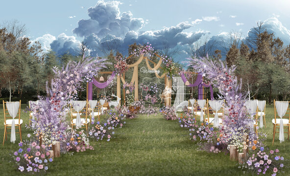 紫色户外婚礼