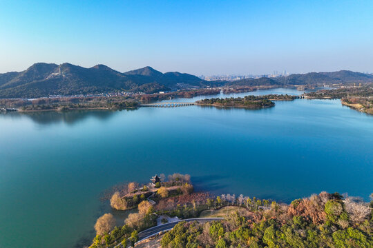 杭州湖湖景区航拍