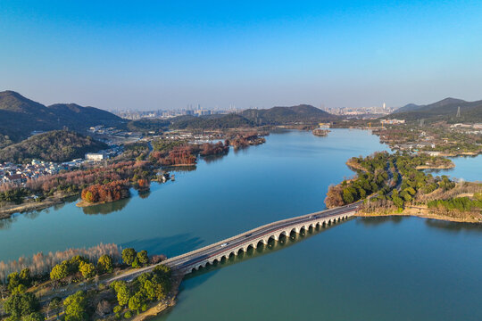 杭州湖湖景区航拍