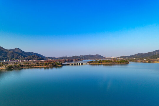 杭州湖湖景区航拍