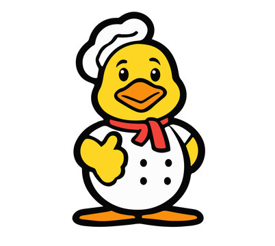 卡通鸭子厨师图标
