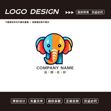 卡通大象logo标志