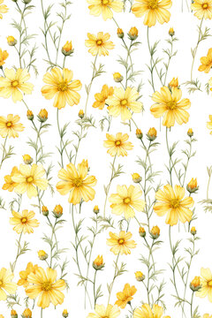 黄色花束印花图案