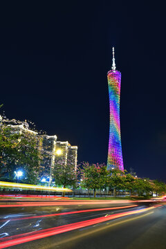 广州城市建筑夜景风光