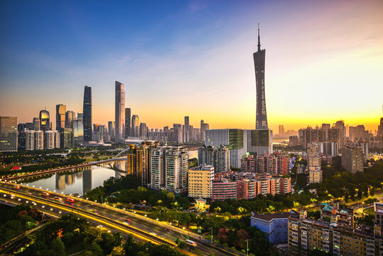 广州城市建筑夜景风光