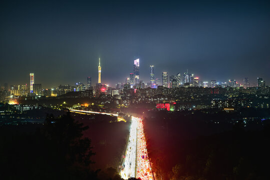 广州城市建筑夜景风光