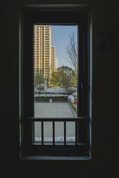 窗外冬天雪景