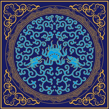 描金缠枝龙纹