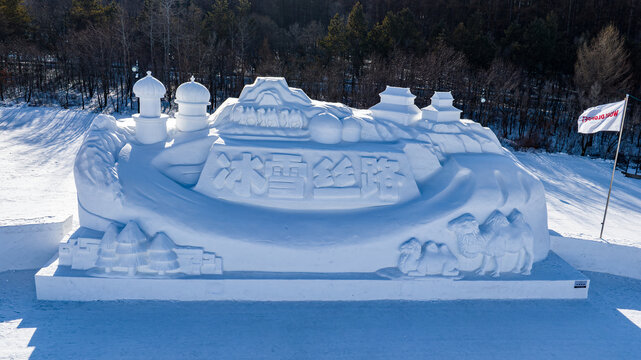 中国长春净月潭公园雪雕的景观