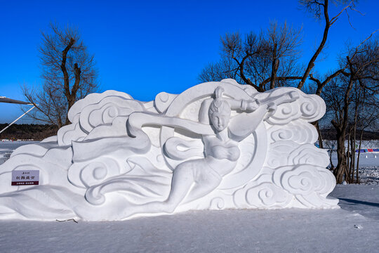 中国长春净月潭公园雪雕的景观