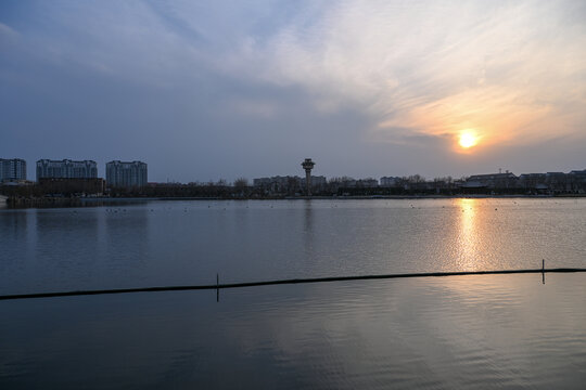 中国开封包公湖开封府建筑风景