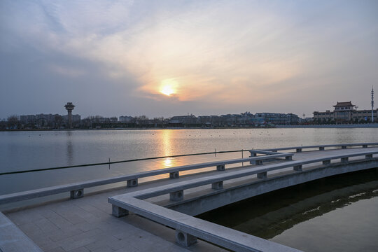 中国开封包公湖开封府建筑风景