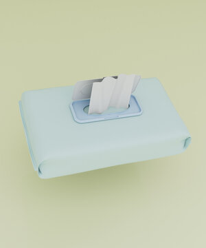 c4d湿纸巾包装盒子蓝色