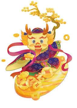 龙年五福财神卡通财神形象