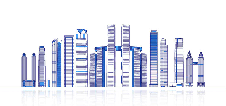 重庆城市天际线矢量地标建筑插画