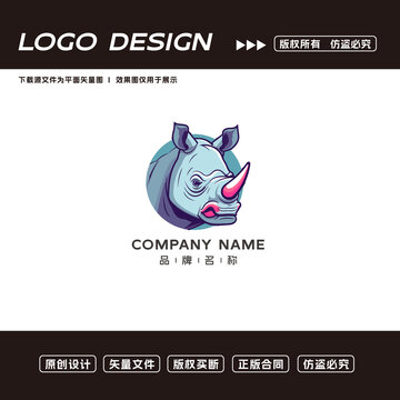 卡通犀牛logo