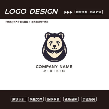 卡通熊猫logo标志