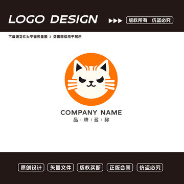 卡通猫logo标志