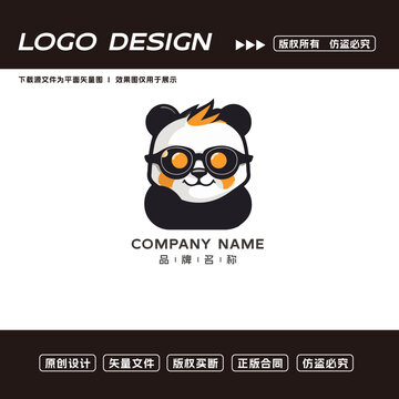 卡通熊猫logo标志