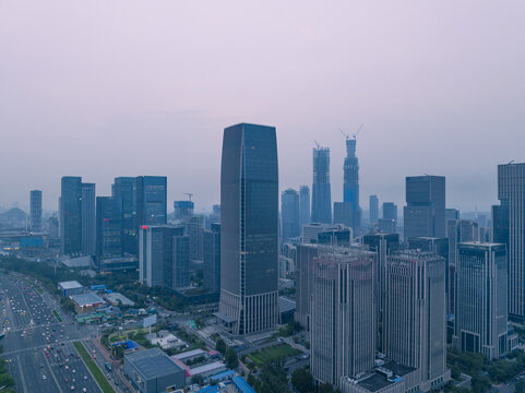 山东济南中央商务区航拍夜景