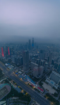 山东济南中央商务区航拍夜景