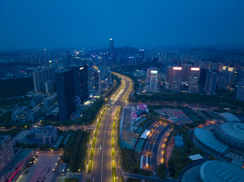 山东济南中央商务区航拍夜景