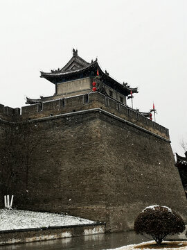 西安古城墙雪景