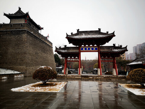 西安环城公园雪景